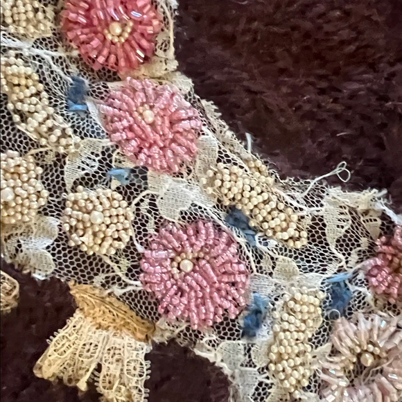 Free People Cottagecore Brown Cardigan with Floral beading and lace Embroidery - Picture 6 of 13